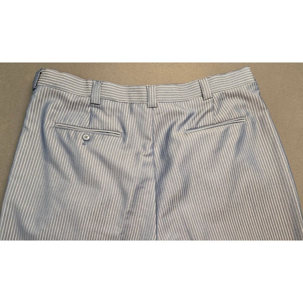 EJ Samuel Mens 40 (38×33) Trouser Dress Pants Pleated Pinstripe Blue Relaxed - Picture 11 of 11